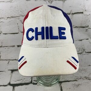 Chile Ball Cap Hat White Blue Red Jockey Strap Back Travel Souvenir